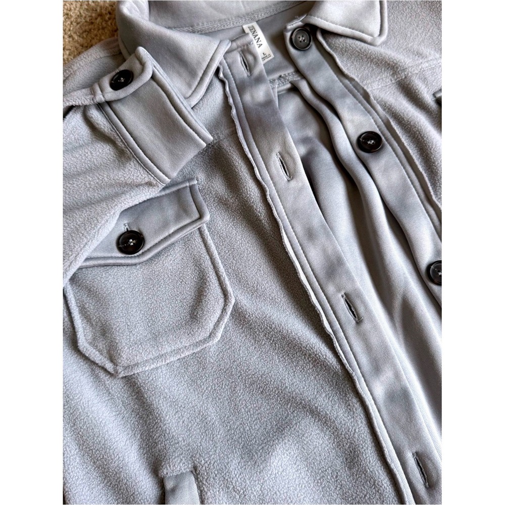 Boutique Light Gray Fleece Button-Up Jacket - Picture 3 of 10